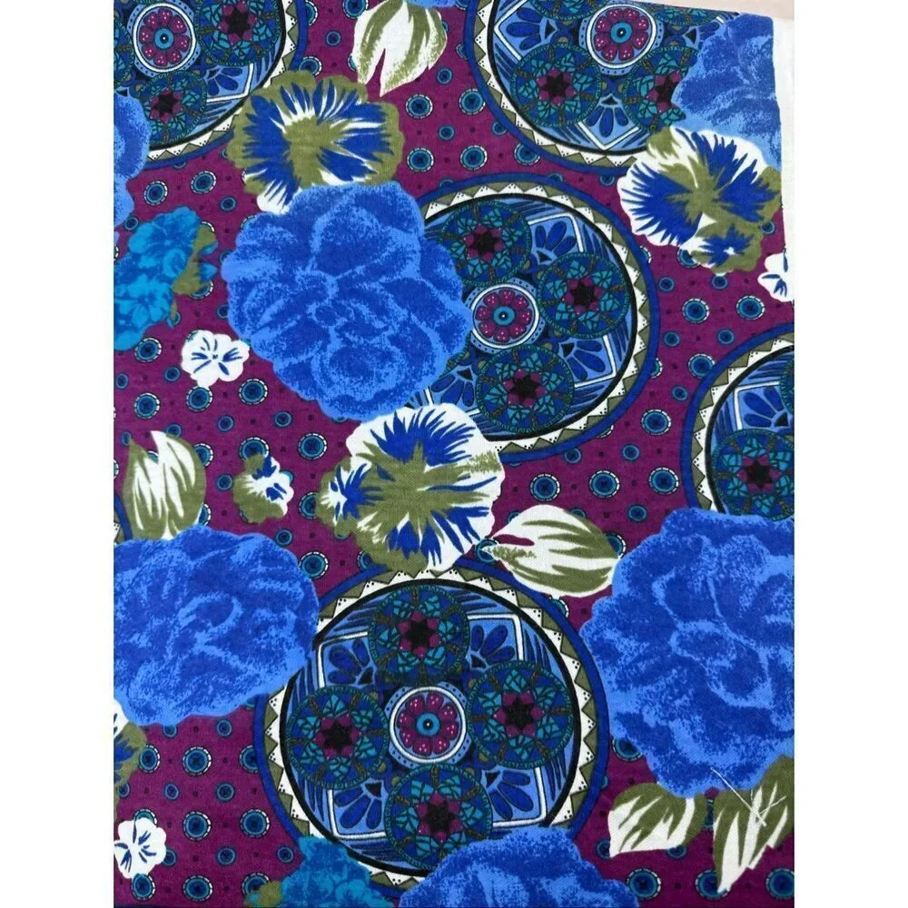 Vintage Fabric Scrap Lot 30x30” + Scraps Floral Geometric Purple Blue